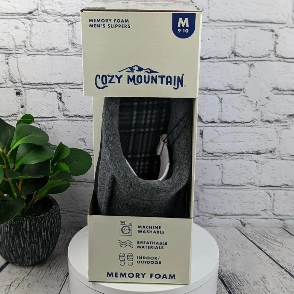 NEW Slippers gray faux wool, memory foam, washable, indoor outdoor, house shoes - Picture 7 of 9